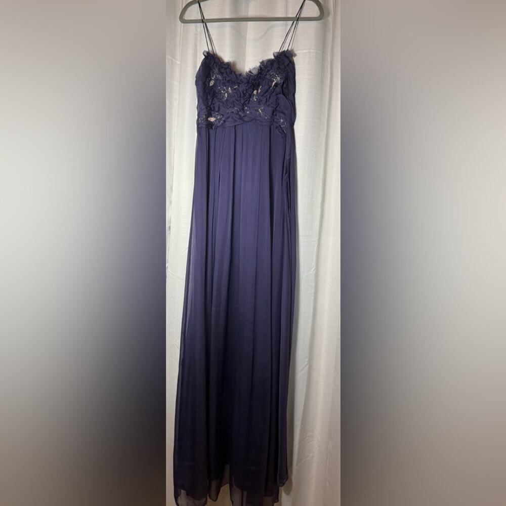 Rebecca Taylor purple long gown with hand beading details on the top .